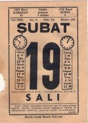 19 Şubat 1963 Takvim Yaprağı EFM(N)5703 - 3