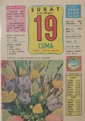 19 Şubat 1982 Takvim Yaprağı - Doğum Günü Hediyesi EFM(N)7729 - Gökçekoleksiyon