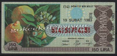 19 Şubat 1983 Yarım Bilet PYB2336 - 1