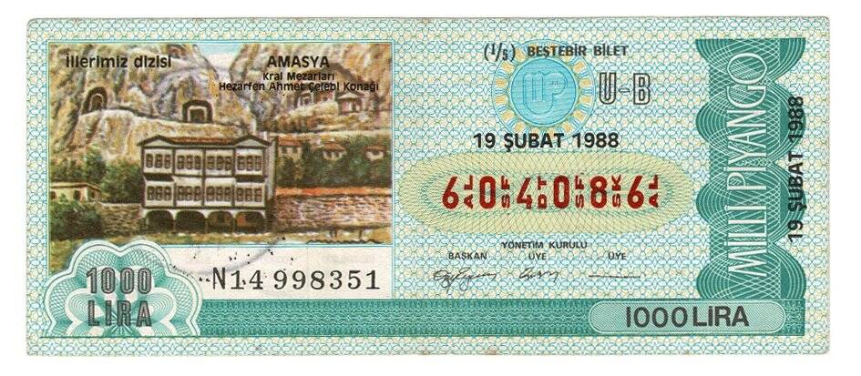 19 Şubat 1988 (15) Beşte Bir Bilet PYB5156 - 1
