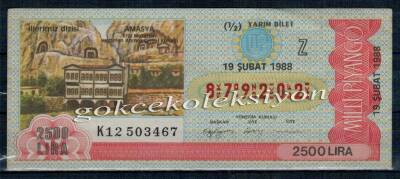 19 Şubat 1988 Yarım Bilet PYB2143 - 1
