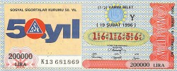 19 Şubat 1996 Piyango Bileti Yarım Bilet PYB6802 - Gökçekoleksiyon