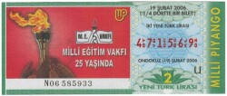 19 Şubat 2006 Çeyrek Bilet PYB3567 - Gökçekoleksiyon