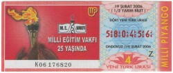 19 Şubat 2006 Yarım Bilet PYB3566 - Gökçekoleksiyon