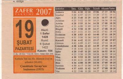 19 Şubat 2007 Takvim Yaprağı EFM(N)5538 - 1