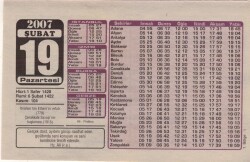 19 Şubat 2007 Takvim Yaprağı EFM(N)5680 - 3