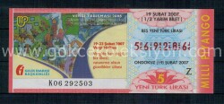 19 Şubat 2007 Yarım Bilet PYB1315 - Gökçekoleksiyon