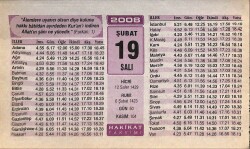 19 Şubat 2008 Takvim Yaprağı - Doğum Günü Hediyesi EFM(N)7513 - Gökçekoleksiyon