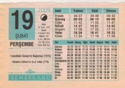19 Şubat 2009 Takvim Yaprağı EFM(N)5624 - 3