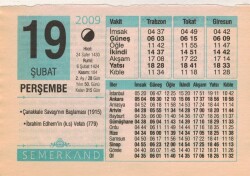 19 Şubat 2009 Takvim Yaprağı EFM(N)5624 - Gökçekoleksiyon