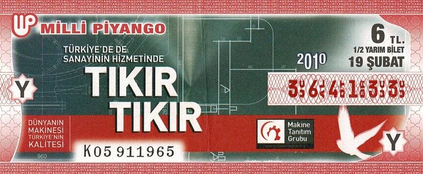 19 Şubat 2010 (Y) Makine Tanıtım Grubu (12) Yarım Bilet PYB5836 - 1