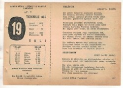 19 Temmuz 1960 Ajans Türk Takvim Yaprağı (Şiirli Saatli) EFM(N) 1666 - 2