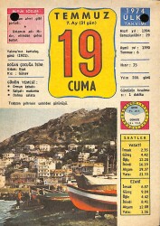 19 Temmuz 1974 Takvim Yaprağı - Doğum Günü Hediyesi EFM(N)9452 - Gökçekoleksiyon