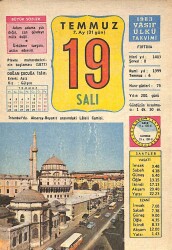 19 Temmuz 1983 Takvim Yaprağı - Doğum Günü Hediyesi EFM(N)9044 - Gökçekoleksiyon