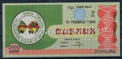 19 Temmuz 1986 Yarım Bilet PYB2498 - Gökçekoleksiyon