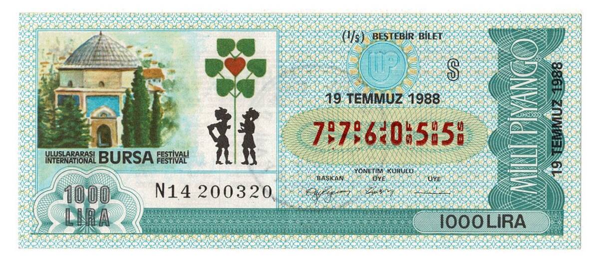 19 Temmuz 1988 Beştebir Bilet PYB4332 - 1