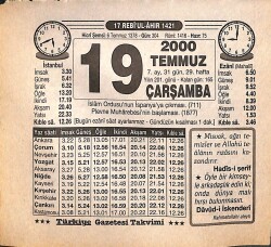 19 Temmuz 2000 Takvim Yaprağı - Doğum Günü Hediyesi EFMN15538 - Gökçekoleksiyon