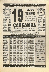 19 Temmuz 2006 Takvim Yaprağı - Doğum Günü Hediyesi EFMN15772 - Gökçekoleksiyon