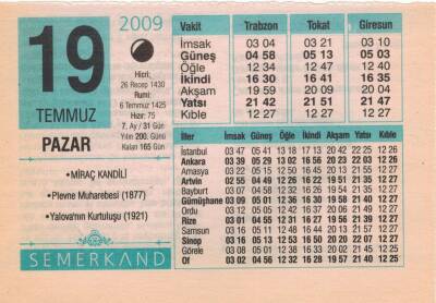 19 Temmuz 2009 Takvim Yaprağı EFM(N)2066 - 3