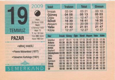 19 Temmuz 2009 Takvim Yaprağı EFM(N)2066 - 1