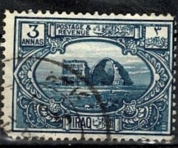 1923 Irak Krallığı I. Resimli Seri Medayin Kemeri (Tak-ı Kisra) Posta Pulu - 3 Annas Mavi (Damgalı) PPT3246 - 