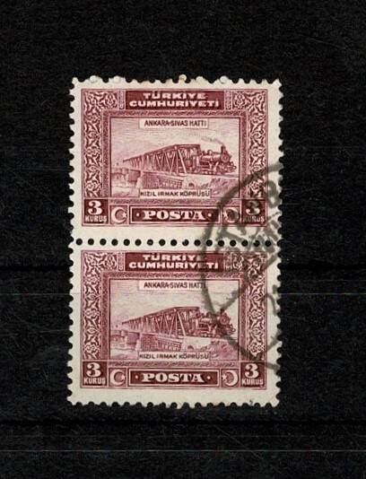 1930 Ankara-Sivas Demiryolu Hattı Açılışı 3 Kuruş İkili Dikey Blok - MNH PPT2600 - 1