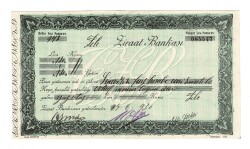 1930 Erken Cumhuriyet Dönemi Zile Şubesi Ziraat Bankası Makbuz Senedi - Zellic Biraderler Baskısı OSM43 - Gökçekoleksiyon
