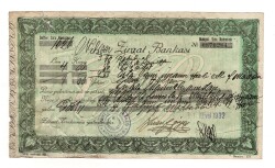 1932 Erken Cumhuriyet Dönemi Niksar Ziraat Bankası Makbuz Senedi - Hilal Matbaası 886 Baskısı OSM165 - 
