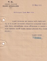 1933 Giresun Maarif Müdürlüğünden İhsan Kayaya Islak İmzalı Mektup EFM(N)8210 - Gökçekoleksiyon
