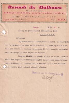 1934 Resimli Ay Matbaası Kaşe Ve İmzalı İş Yeri Yazışması EFM(N)8213 - 1