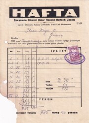 1934 Resimli Haftalık Gazete Antetli Fatura EFM(N)8233 - Gökçekoleksiyon