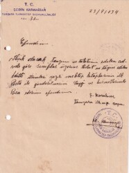 1934 Şebin Karahisar Tamzara İlkmektep Başmuallimliği Kaşeli İmzalı Yazışma EFM(N)8207 - Gökçekoleksiyon