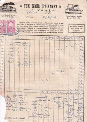1934 Yeni İzmir İstikamet A.Zeki Osmanlıca Fatura EFM(N)8219 - 1