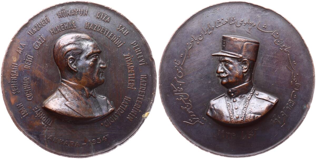 1934 Yılı Şah Rıza Pehlevi'nin Türkiye Ziyareti Anısına Basılan Bronz Madalyon ***ÇOK NADİR*** MVM2227 - 1
