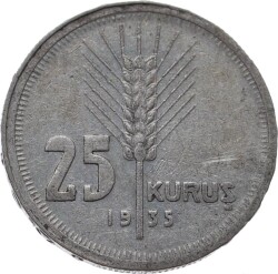 1935 Yılı 25 Kuruş Gümüş ÇÇT TCM2956 - Gökçekoleksiyon