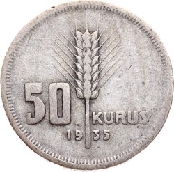 1935 Yılı 50 Kuruş Gümüş - Temiz TCM3206 #135 - 1