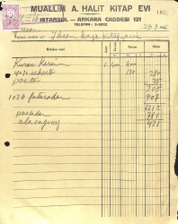 1936 Muallim A. Halit Kitap Evi - İhsan Kaya Antetli Damga Pullu Fatura EFM(N)12060 - Gökçekoleksiyon