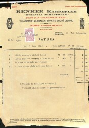 1936 Renker Kardeşler Rozental Biraderler, Büyük Saat Ve Mücevherat Deposu Antetli Damga Pullu Fatura EFM(N)12068 - Gökçekoleksiyon