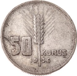 1936 Yılı 5 Kuruş Gümüş - ÇT TCM3309 #167 - Gökçekoleksiyon