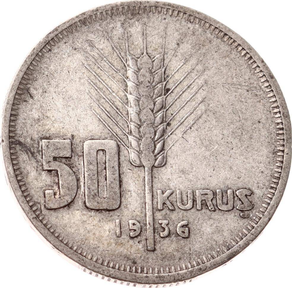 1936 Yılı 5 Kuruş Gümüş - ÇT TCM3309 #167 - 3
