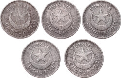 1937/38/39/42/43 Yılları 5 Kuruş Lotu (5 Adet) TCM3347 - 2