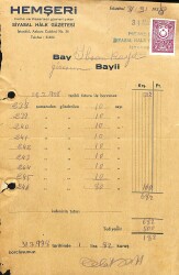 1938 Hemşeri Siyasi Halk Gazetesi - İhsan Kaya Giresun Antetli Islak İmzalı Damga Pullu Fatura EFM(N)12062 - Gökçekoleksiyon