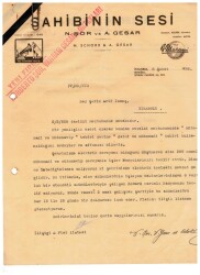 1938 Sahibinin Sesi -N.Şor ve A. Gesar Islak İmzalı Mektup EFM944 - 1