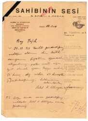 1938 Sahibinin Sesi -N.Şor ve A. Islak İmzalı Mektup EFM945 - 2