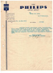 1938 Türk Philips Limited Şirketi Islak İmzalı Mektup EFM947 - Gökçekoleksiyon