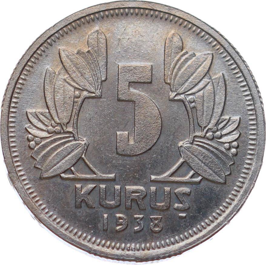 1938 Yılı 5 Kuruş ÇİL TCM2910 - 1