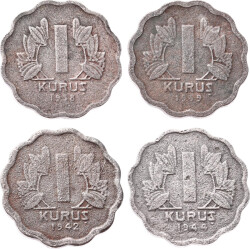 1938/39/42/44 Yılları 1 Kuruş Lotu (4 Adet) TCM3346 - Gökçekoleksiyon