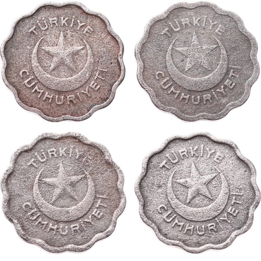 1938/39/42/44 Yılları 1 Kuruş Lotu (4 Adet) TCM3346 - 2