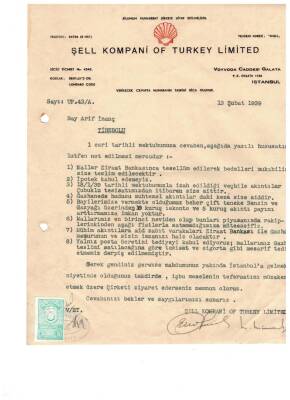 1939 Şell Kompani Of Türkey Limited İmzalı Mektup EFM(N)954 - 1