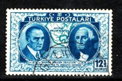 1939 Türkiye ABD İstiklalinin 150. Yılı Pulu - 12½ Kuruş Atatürk & Washington Damgalı PPT3213 - 